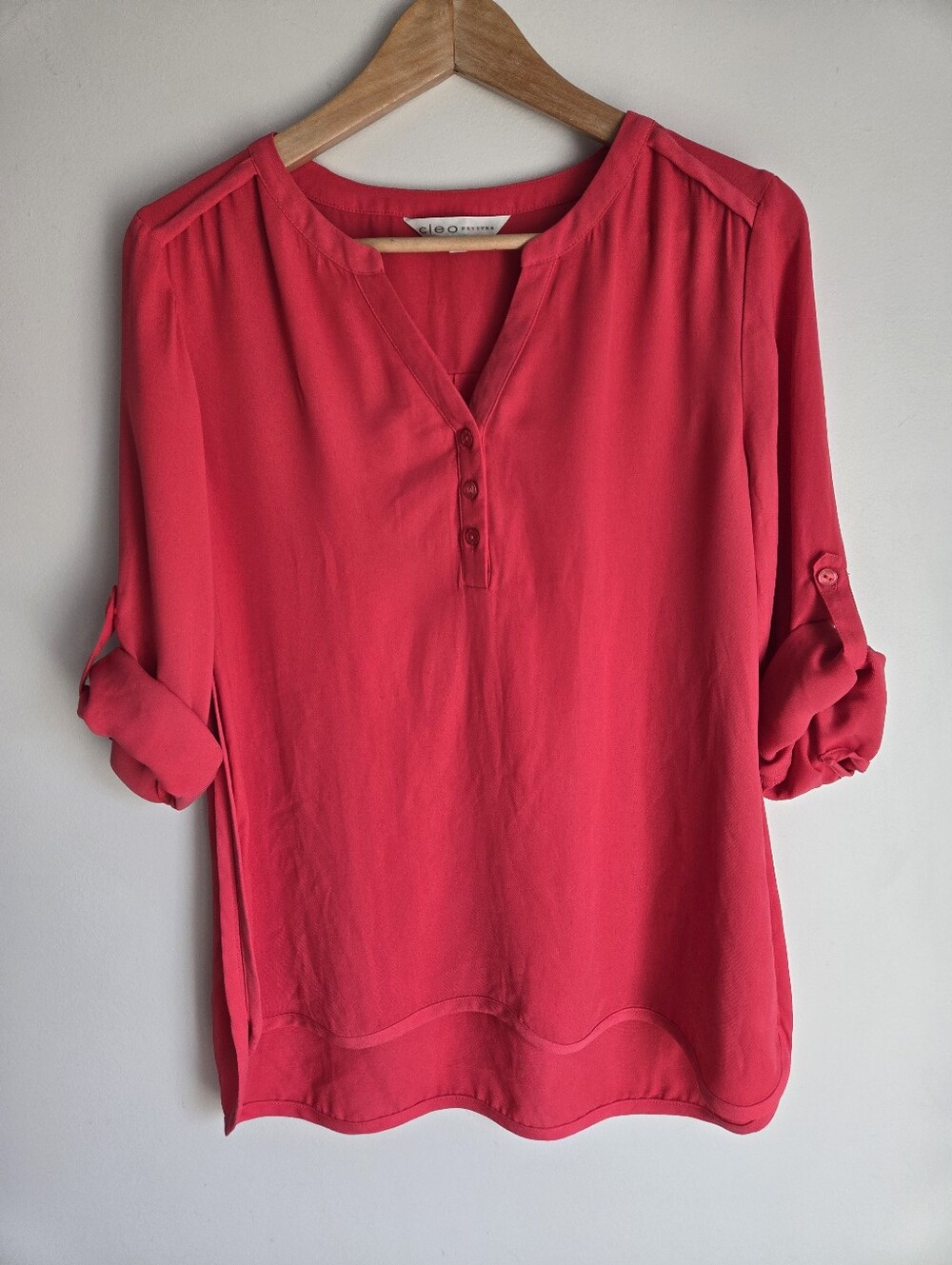 CLEO Petites  Hot Pink V-Neck Button-Front Blouse